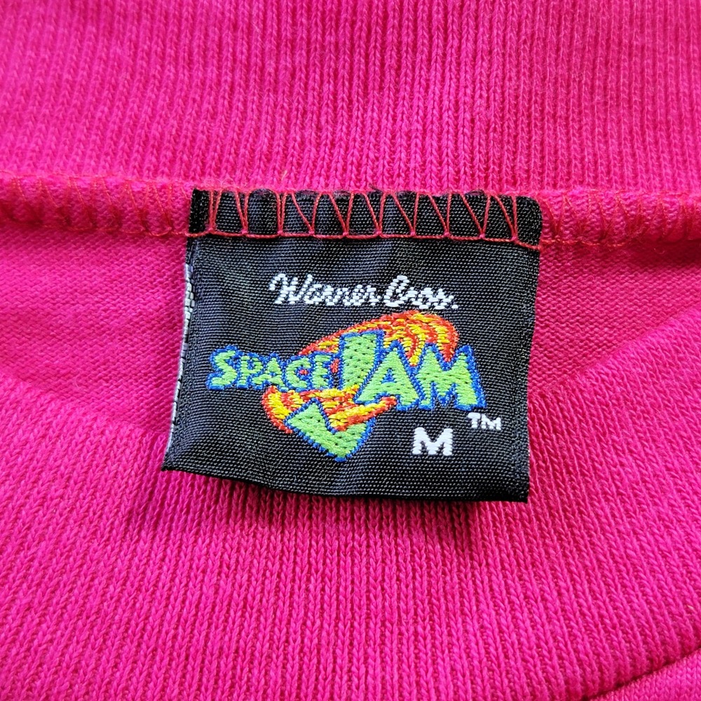 Vintage 1996 Space Jam Tweety Bird Pink Graphic T-Shirt Kids Medium Made in USA - Picture 5 of 6